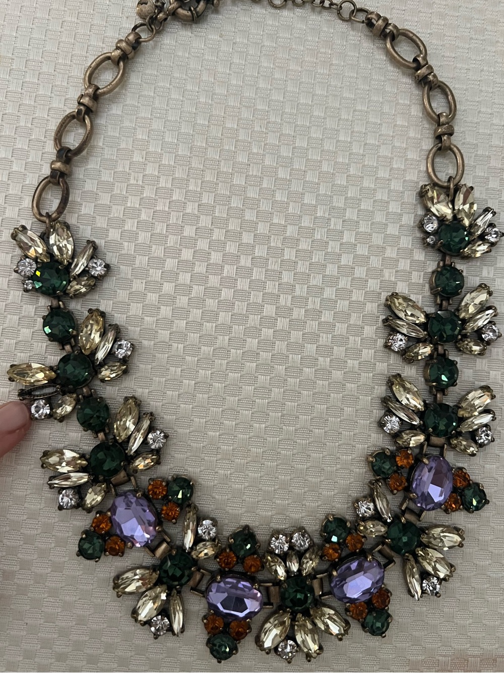 J.Crew Floral Cluster Crystal Statement Necklace - 1 Stone Missing - Picture 7 of 8